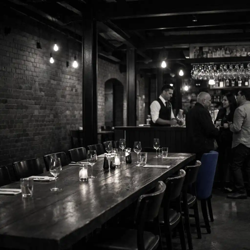 Restaurant and bar setting at ozplayy with guests in conversation